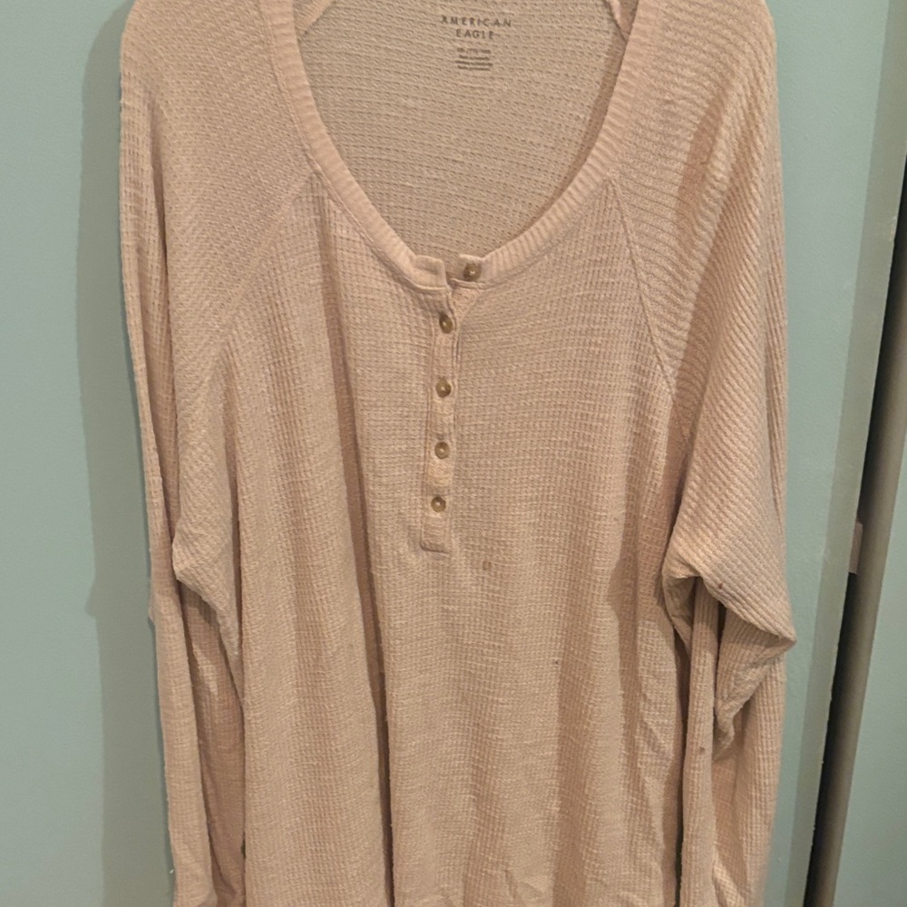 Cream Long Sleeve Henley Top
